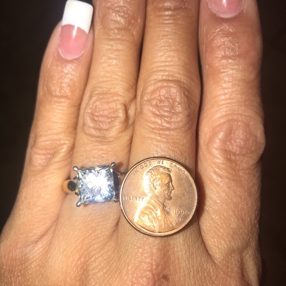 Princess cut Moissanite Fire Ring 3.10 gold ring.